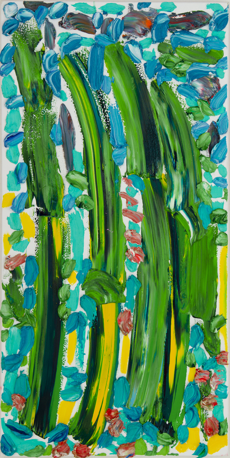 Llewellyn Xavier - Célébration : bambusoideae in bloom. 2017, huile sur toile, 122 x 61 cm.